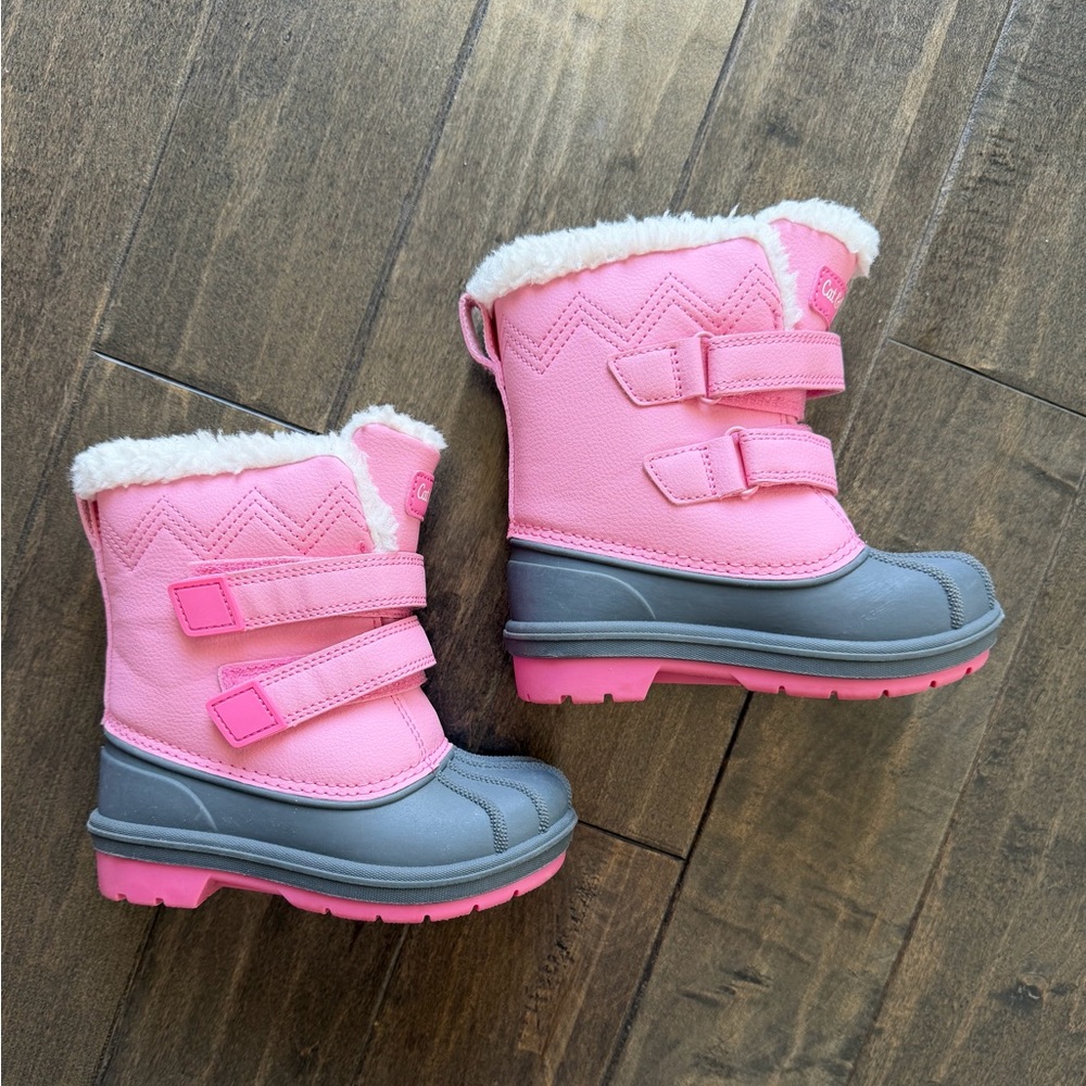 Cat & Jack Pink and Gray Kids' Faux-Fur Winter Boots